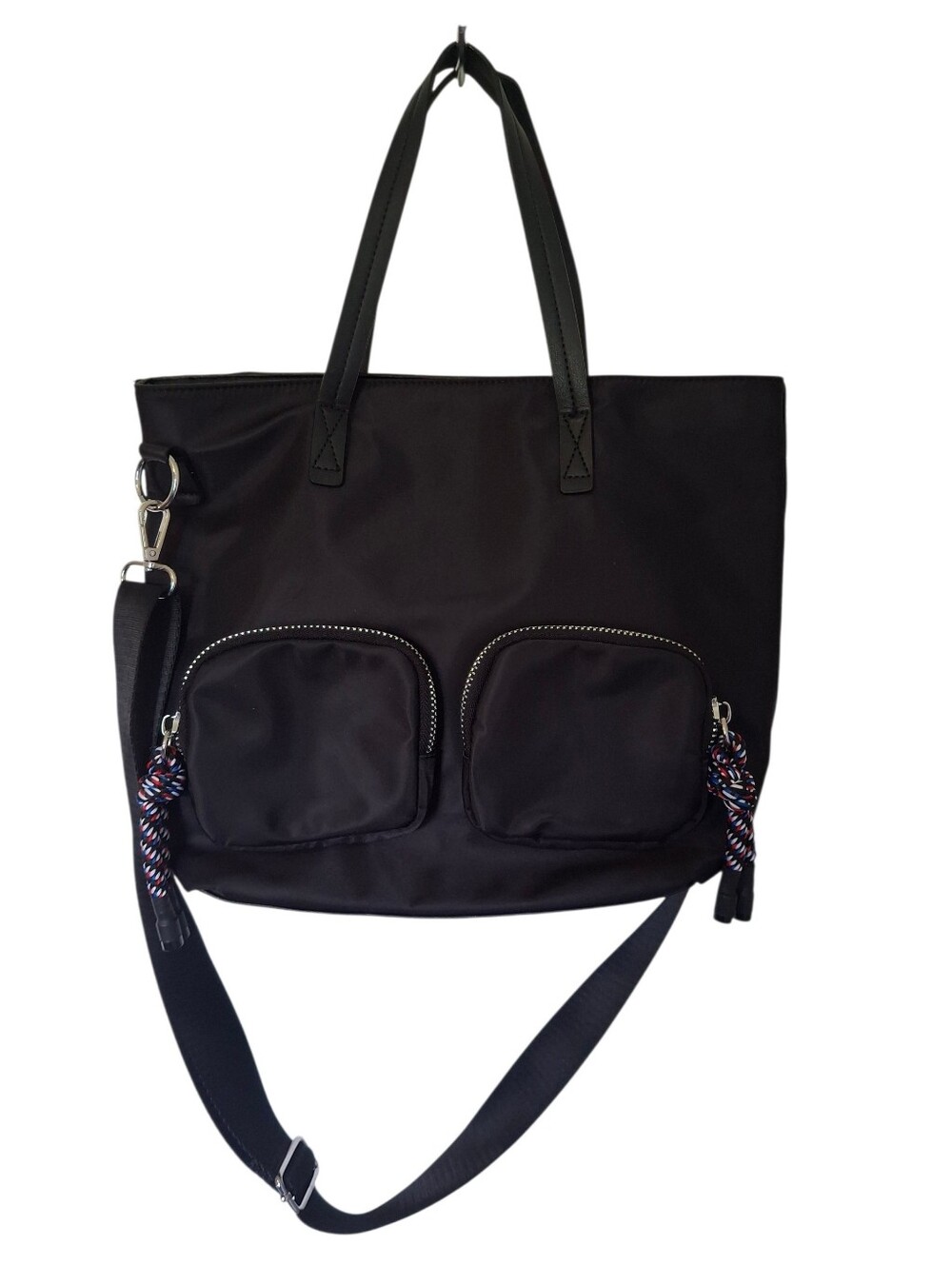 Like Dreams Black Nylon Tote with Removable Crossbody Strap